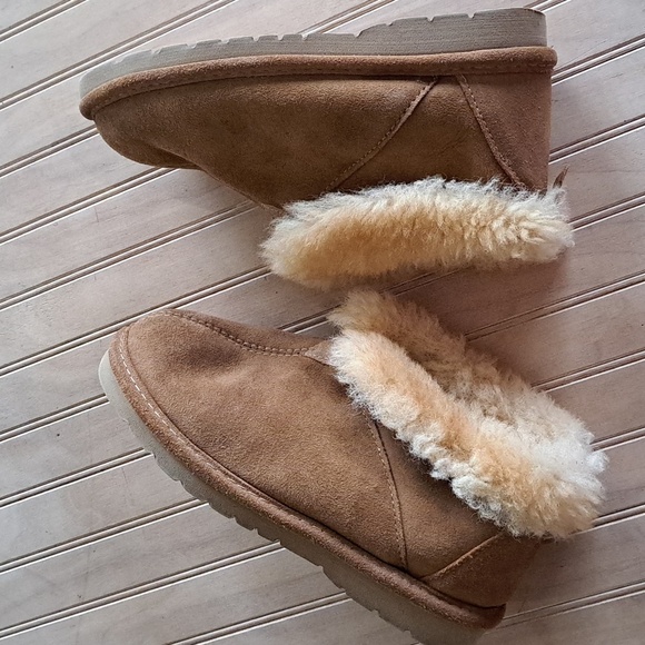 Cabela's Aquatred By Goodyear Short Ankle Winter Cozy Ugg Boots 5 Wide Leather - Picture 4 of 11